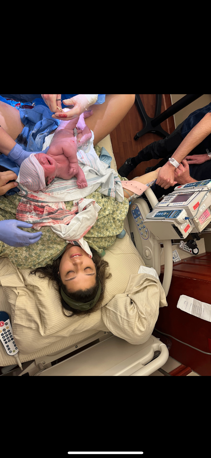 The moment of birth — surrogate and newborn